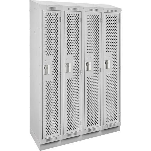 Clean Line Lockers, Bank of 4, 48" x 18" x 82", Steel, Grey, Rivet (Assembled), Perforated CSL Industriel Inc.