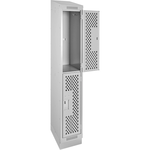 Casiers Clean Line, 2 niveaux, 12" x 12" x 82", Acier, Gris, Rivet (assembl&eacute;), Perfor&eacute; CSL Industriel Inc.
