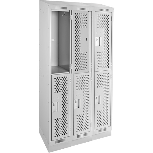 Clean Line Lockers, 2 -tier, Bank of 3, 36" x 12" x 82", Steel, Grey, Rivet (Assembled), Perforated CSL Industriel Inc.