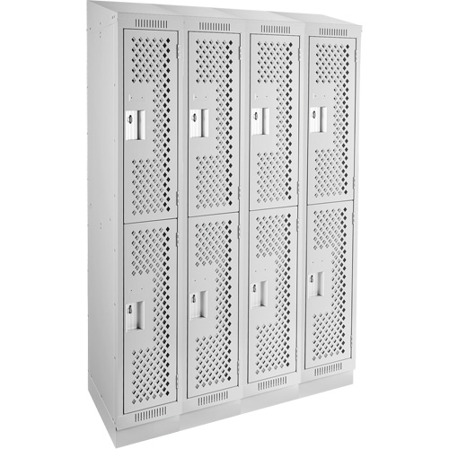 Casiers Clean Line, 2 niveaux, Bloc de 4, 48" x 12" x 82", Acier, Gris, Rivet (assembl&eacute;), Perfor&eacute; CSL Industriel Inc.