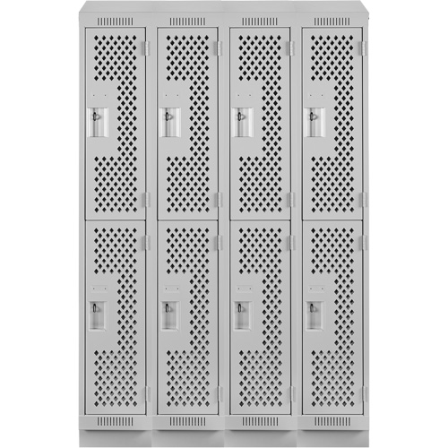 Casiers Clean Line, 2 niveaux, Bloc de 4, 48" x 12" x 82", Acier, Gris, Rivet (assembl&eacute;), Perfor&eacute; CSL Industriel Inc.