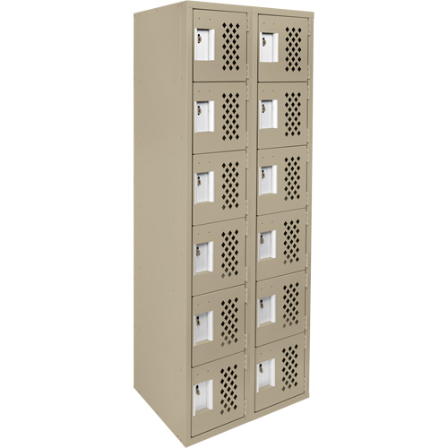 Assembled Lockerettes Clean Line Perforated Economy Lockers, 6 -tier, Bank of 2, 18" x 72" x 12", Steel CSL Industriel Inc.