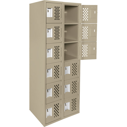 Assembled Lockerettes Clean Line Perforated Economy Lockers, 6 -tier, Bank of 2, 18" x 72" x 12", Steel CSL Industriel Inc.