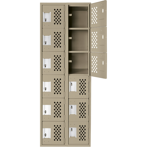 Assembled Lockerettes Clean Line Perforated Economy Lockers, 6 -tier, Bank of 2, 18" x 72" x 12", Steel CSL Industriel Inc.