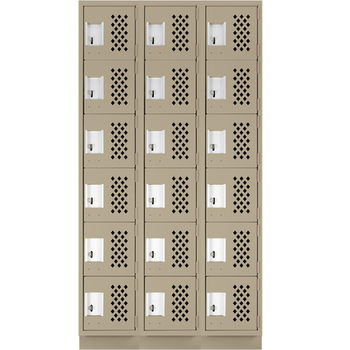 Assembled Lockerettes Clean Line Perforated Economy Lockers, 6 -tier, Bank of 3, 18" x 72" x 12", Steel CSL Industriel Inc.