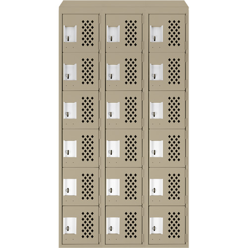Assembled Lockerettes Clean Line Perforated Economy Lockers, 6 -tier, Bank of 3, 18" x 72" x 12", Steel CSL Industriel Inc.