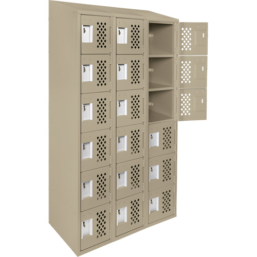 Assembled Lockerettes Clean Line Perforated Economy Lockers, 6 -tier, Bank of 3, 18" x 72" x 12", Steel CSL Industriel Inc.