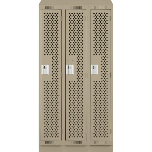 Casiers Clean Line, Bloc de 3, 36" x 18" x 82", Acier, Beige, Rivet (assembl&eacute;), Perfor&eacute; CSL Industriel Inc.