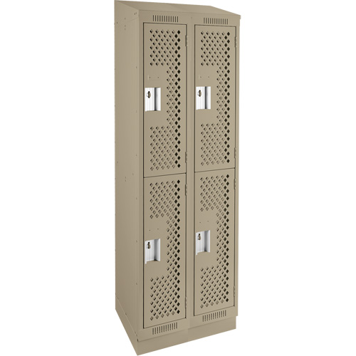 Casiers Clean Line, 2 niveaux, Bloc de 2, 24" x 12" x 82", Acier, Beige, Rivet (assembl&eacute;), Perfor&eacute; CSL Industriel Inc.