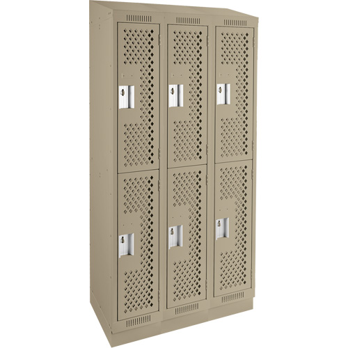 Clean Line Lockers, 2 -tier, Bank of 3, 36" x 12" x 82", Steel, Beige, Rivet (Assembled), Perforated CSL Industriel Inc.