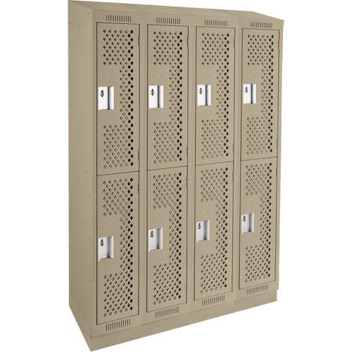 Casiers Clean Line, 2 niveaux, Bloc de 4, 48" x 12" x 82", Acier, Beige, Rivet (assembl&eacute;), Perfor&eacute; CSL Industriel Inc.