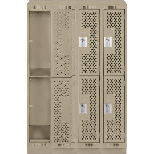 Casiers Clean Line, 2 niveaux, Bloc de 4, 48" x 12" x 82", Acier, Beige, Rivet (assembl&eacute;), Perfor&eacute; CSL Industriel Inc.