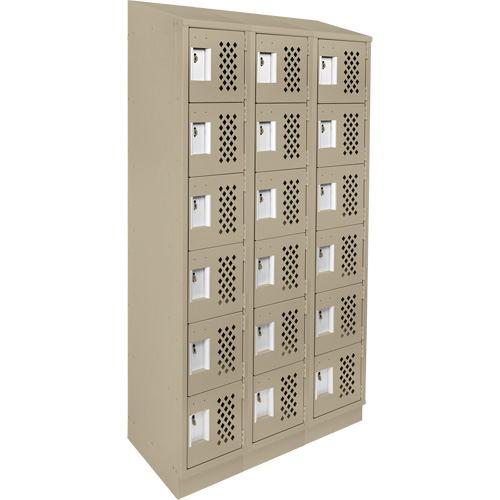 Assembled Lockerettes Clean Line Perforated Economy Lockers, 6 -tier, Bank of 3, 18" x 72" x 12", Steel CSL Industriel Inc.