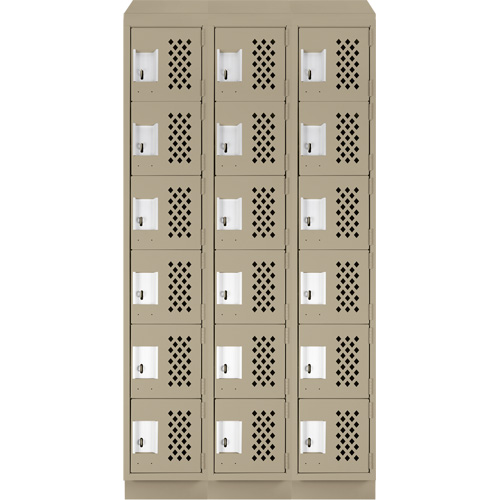 Assembled Lockerettes Clean Line Perforated Economy Lockers, 6 -tier, Bank of 3, 18" x 72" x 12", Steel CSL Industriel Inc.