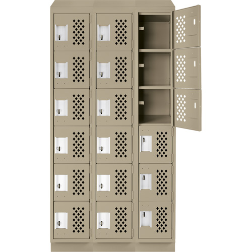 Assembled Lockerettes Clean Line Perforated Economy Lockers, 6 -tier, Bank of 3, 18" x 72" x 12", Steel CSL Industriel Inc.