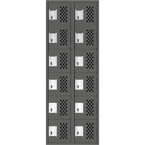 Assembled Lockerettes Clean Line Perforated Economy Lockers, 6 -tier, Bank of 2, 18" x 72" x 12", Steel CSL Industriel Inc.