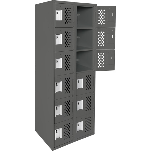 Assembled Lockerettes Clean Line Perforated Economy Lockers, 6 -tier, Bank of 2, 18" x 72" x 12", Steel CSL Industriel Inc.