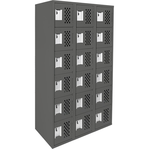 Assembled Lockerettes Clean Line Perforated Economy Lockers, 6 -tier, Bank of 3, 18" x 72" x 12", Steel CSL Industriel Inc.