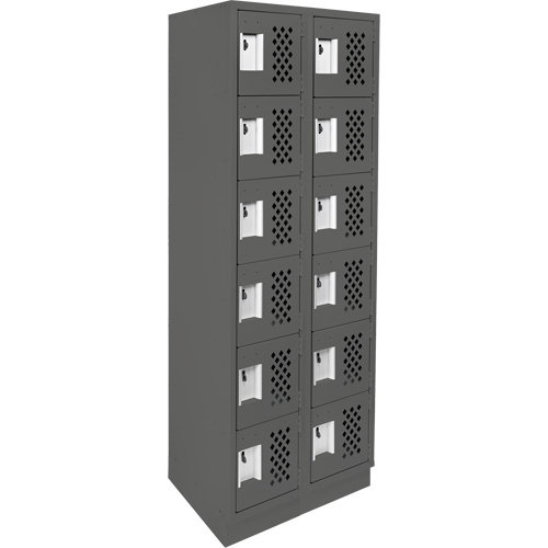 Assembled Lockerettes Clean Line Perforated Economy Lockers, 6 -tier, Bank of 2, 18" x 72" x 12", Steel CSL Industriel Inc.