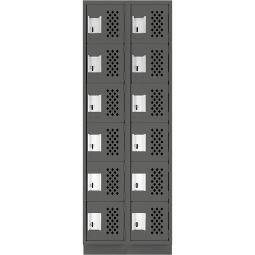Assembled Lockerettes Clean Line Perforated Economy Lockers, 6 -tier, Bank of 2, 18" x 72" x 12", Steel CSL Industriel Inc.