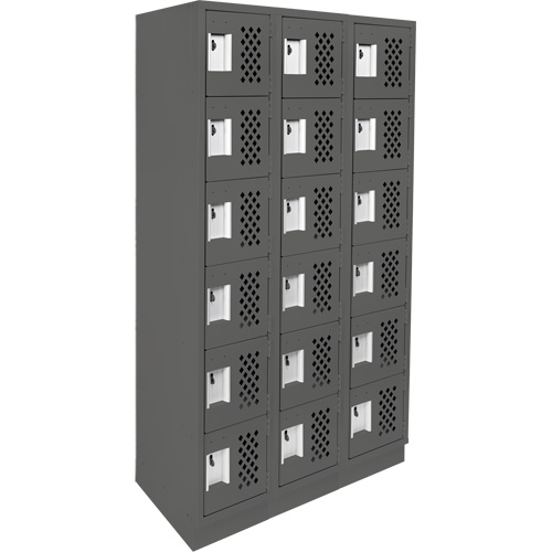 Assembled Lockerettes Clean Line Perforated Economy Lockers, 6 -tier, Bank of 3, 18" x 72" x 12", Steel CSL Industriel Inc.