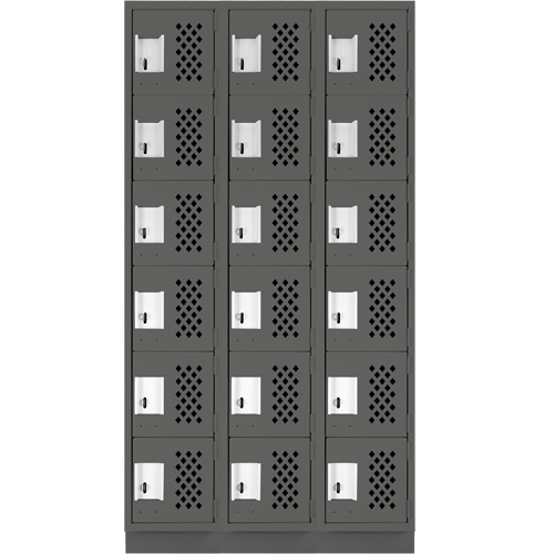 Assembled Lockerettes Clean Line Perforated Economy Lockers, 6 -tier, Bank of 3, 18" x 72" x 12", Steel CSL Industriel Inc.