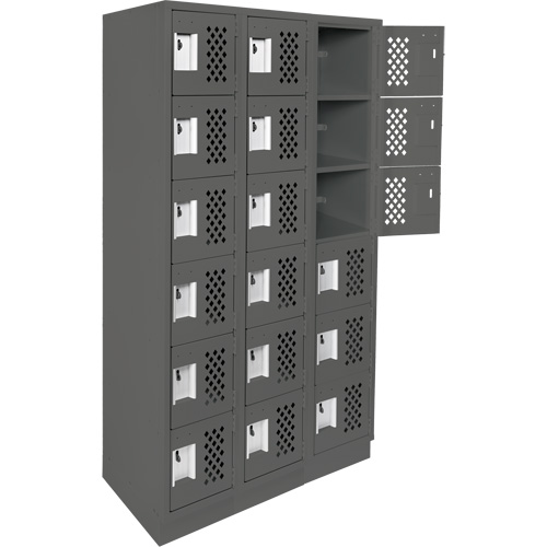 Assembled Lockerettes Clean Line Perforated Economy Lockers, 6 -tier, Bank of 3, 18" x 72" x 12", Steel CSL Industriel Inc.