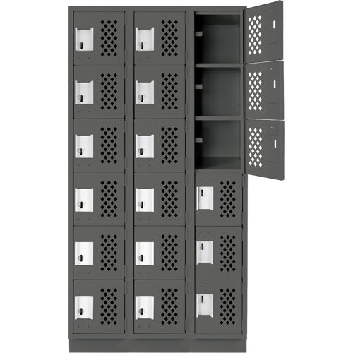 Assembled Lockerettes Clean Line Perforated Economy Lockers, 6 -tier, Bank of 3, 18" x 72" x 12", Steel CSL Industriel Inc.