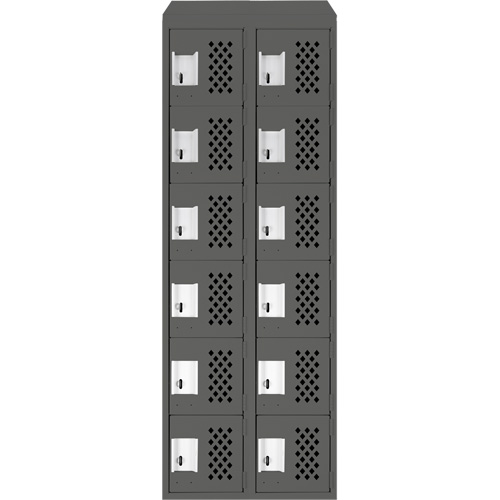 Assembled Lockerettes Clean Line Perforated Economy Lockers, 6 -tier, Bank of 2, 18" x 72" x 12", Steel CSL Industriel Inc.