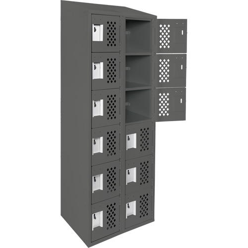 Assembled Lockerettes Clean Line Perforated Economy Lockers, 6 -tier, Bank of 2, 18" x 72" x 12", Steel CSL Industriel Inc.