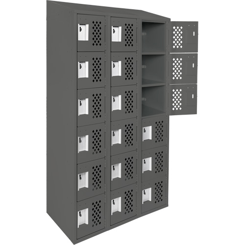 Clean-Line Perforated Lockerette, 6 -tier, Bank of 3, 12" x 72" x 12", Steel CSL Industriel Inc.