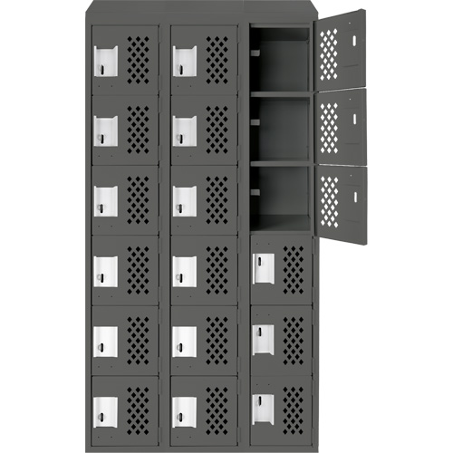 Clean-Line Perforated Lockerette, 6 -tier, Bank of 3, 12" x 72" x 12", Steel CSL Industriel Inc.