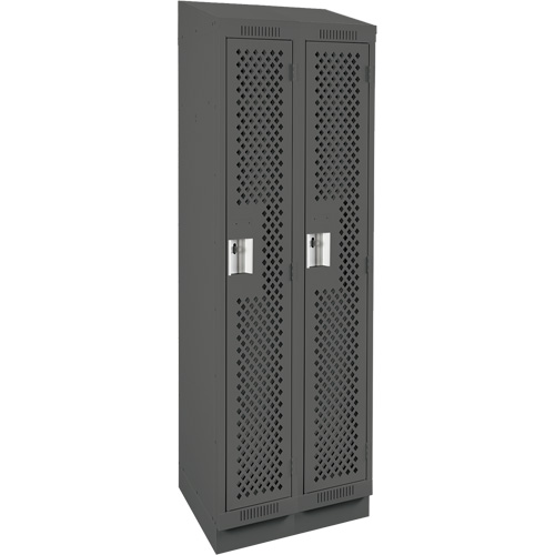 Clean Line Lockers, Bank of 2, 24" x 18" x 82", Steel, Charcoal, Rivet (Assembled), Perforated CSL Industriel Inc.