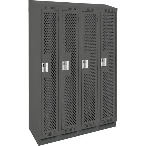 Casiers Clean Line, Bloc de 4, 48" x 18" x 82", Acier, Charbon, Rivet (assembl&eacute;), Perfor&eacute; CSL Industriel Inc.
