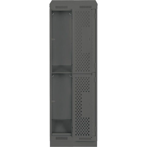 Clean Line Lockers, 2 -tier, Bank of 2, 24" x 15" x 82", Steel, Charcoal, Rivet (Assembled), Perforated CSL Industriel Inc.
