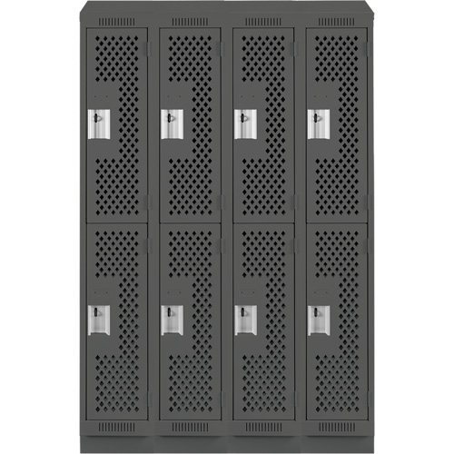Casiers Clean Line, 2 niveaux, Bloc de 4, 48" x 12" x 82", Acier, Charbon, Rivet (assembl&eacute;), Perfor&eacute; CSL Industriel Inc.