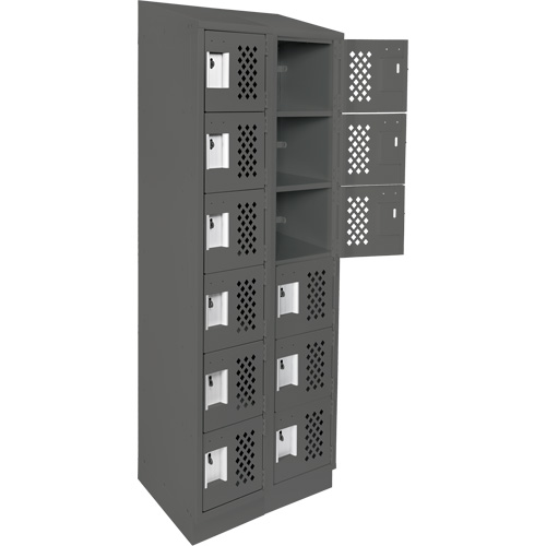 Assembled Lockerettes Clean Line Perforated Economy Lockers, 6 -tier, Bank of 2, 18" x 72" x 12", Steel CSL Industriel Inc.