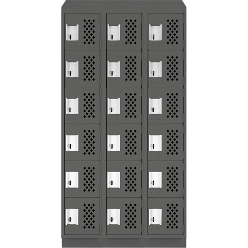 Assembled Lockerettes Clean Line Perforated Economy Lockers, 6 -tier, Bank of 3, 18" x 72" x 12", Steel CSL Industriel Inc.