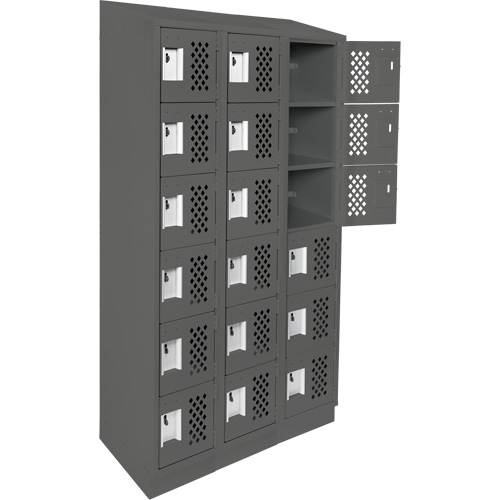 Assembled Lockerettes Clean Line Perforated Economy Lockers, 6 -tier, Bank of 3, 18" x 72" x 12", Steel CSL Industriel Inc.