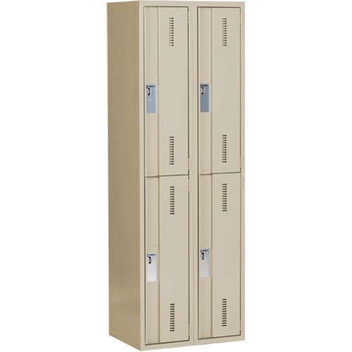 Concorde Heavy-Duty Lockers, 2 -tier, Bank of 2, 24" x 18" x 72", Steel, Beige, Welded (Assembled) CSL Industriel Inc.