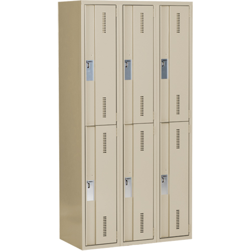 Concorde Heavy-Duty Lockers, 2 -tier, Bank of 3, 36" x 18" x 72", Steel, Beige, Welded (Assembled) CSL Industriel Inc.