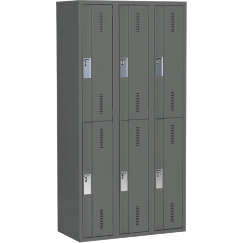 Casiers robustes Concorde, 2 niveaux, Bloc de 3, 36" x 18" x 72", Acier, Charbon, Soud&eacute; (assembl&eacute;) CSL Industriel Inc.
