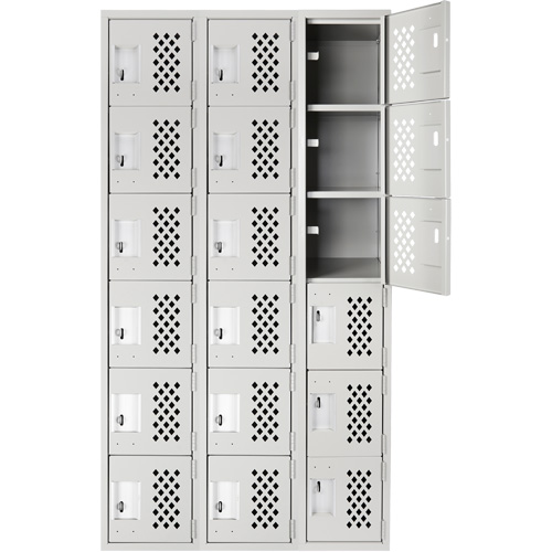 Petit casier perfor&eacute; Clean-Line, 6 niveaux, Bloc de 3, 15" x 72" x 12", Acier CSL Industriel Inc.