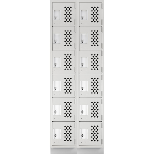 Assembled Lockerettes Clean Line Perforated Economy Lockers, 6 -tier, Bank of 2, 18" x 72" x 12", Steel CSL Industriel Inc.