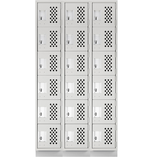 Assembled Lockerettes Clean Line Perforated Economy Lockers, 6 -tier, Bank of 3, 18" x 72" x 12", Steel CSL Industriel Inc.