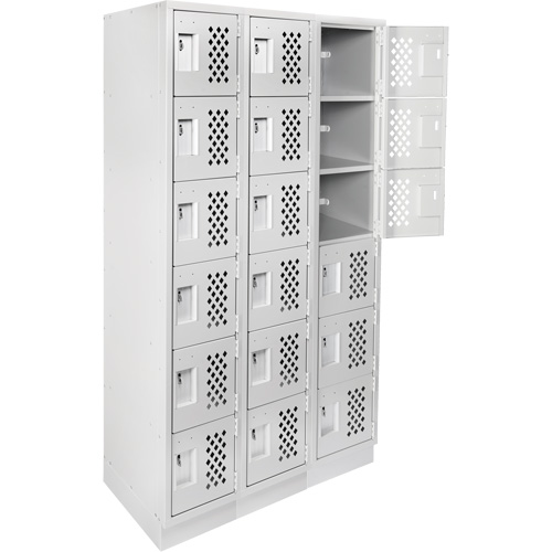 Assembled Lockerettes Clean Line Perforated Economy Lockers, 6 -tier, Bank of 3, 18" x 72" x 12", Steel CSL Industriel Inc.