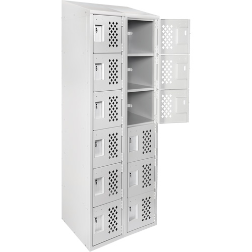 Clean-Line Perforated Lockerette, 6 -tier, Bank of 2, 12" x 72" x 12", Steel CSL Industriel Inc.