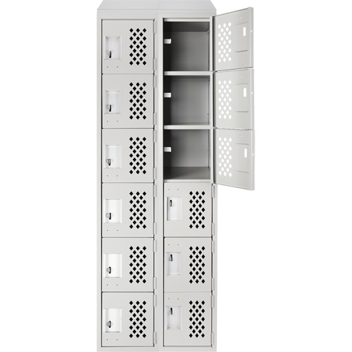 Clean-Line Perforated Lockerette, 6 -tier, Bank of 2, 12" x 72" x 12", Steel CSL Industriel Inc.