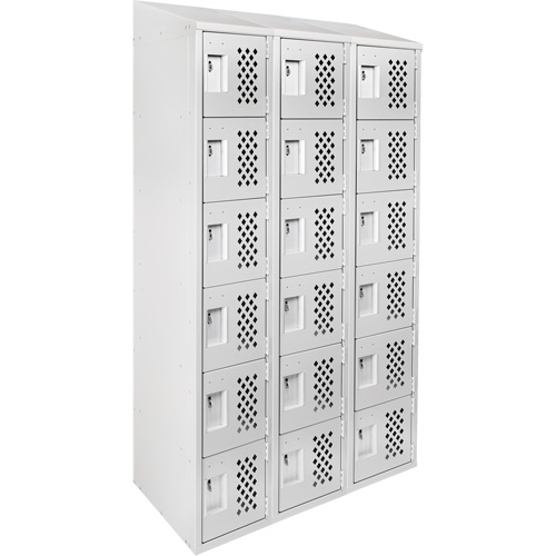 Clean-Line Perforated Lockerette, 6 -tier, Bank of 3, 12" x 72" x 12", Steel CSL Industriel Inc.