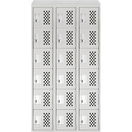Clean-Line Perforated Lockerette, 6 -tier, Bank of 3, 12" x 72" x 12", Steel CSL Industriel Inc.